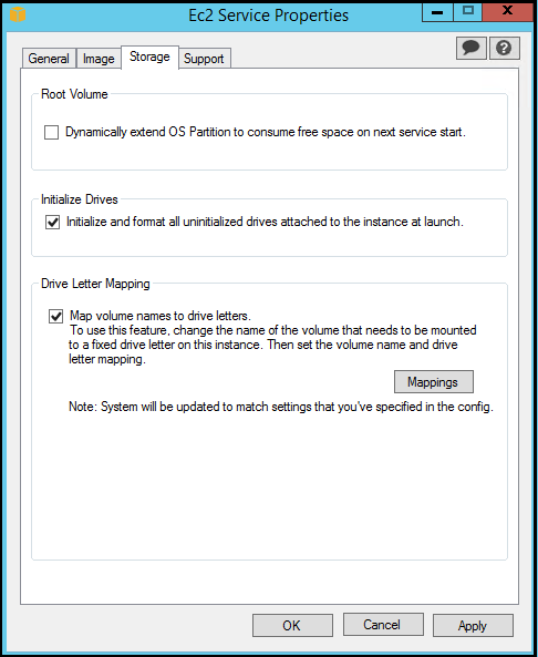 Storage tab within EC2 Service Properties.