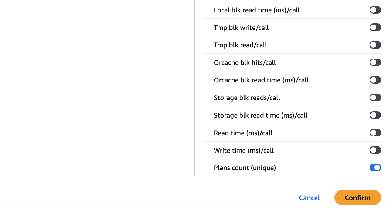 Settings for the plan details table