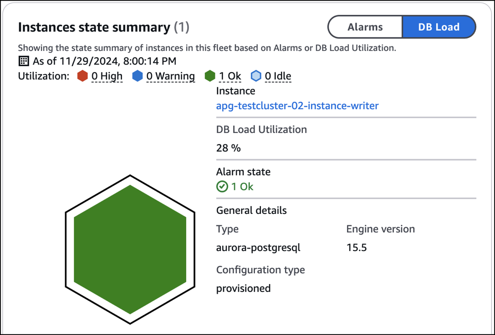 Instances state summary selected