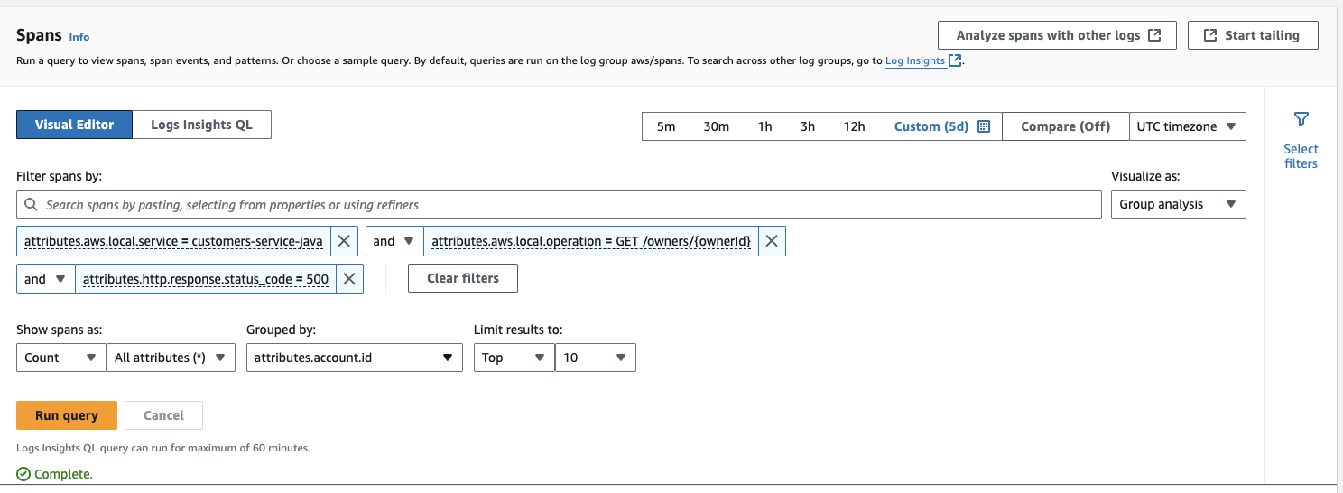 Locate spans by group analysis