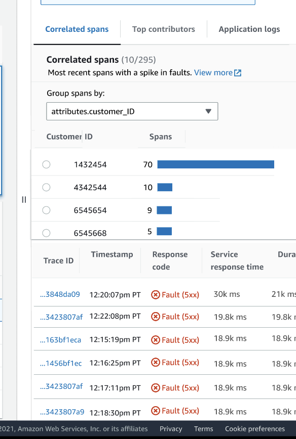Customers impacted by latency spikes