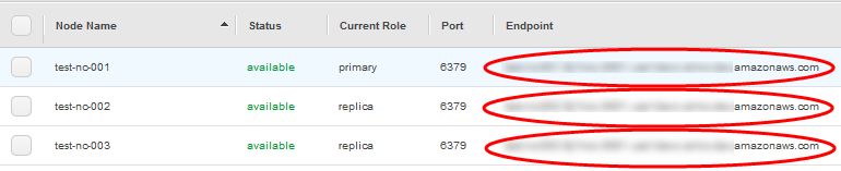 Image: Node endpoints for a Valkey (cluster mode disabled) cluster