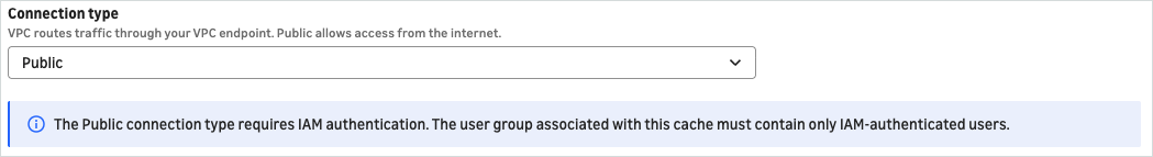 The Connection type section with Public selected.