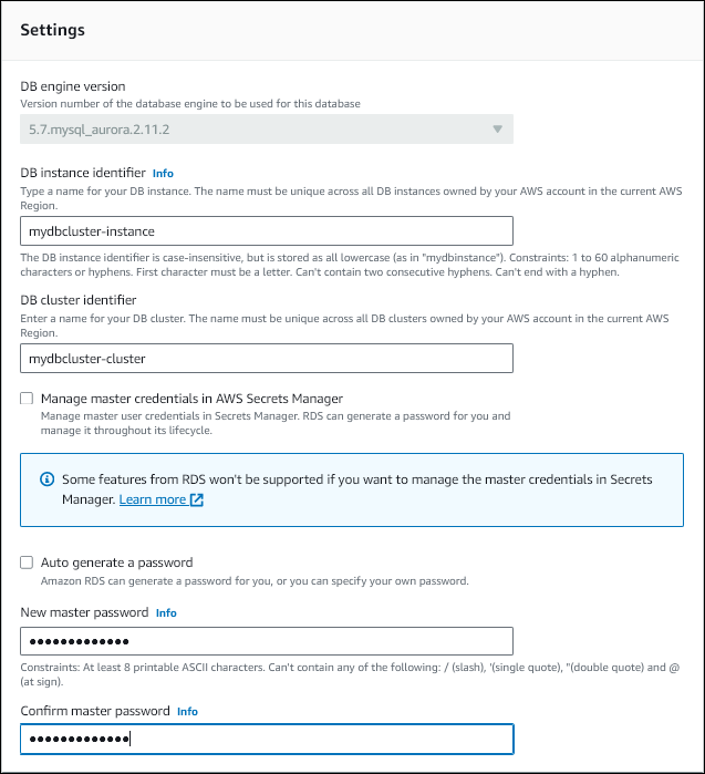 Enter a new master user password and confirm it.
