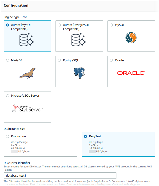 Create database page.