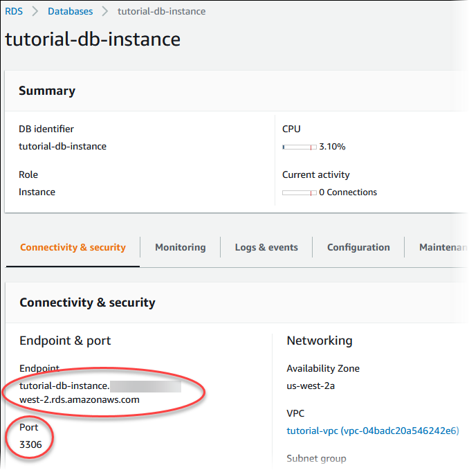 DB instance details