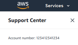 Support Center page showing the account number.