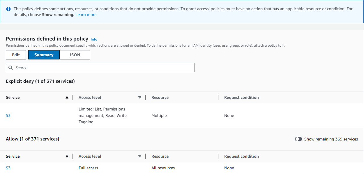 Policy summary dialog image
