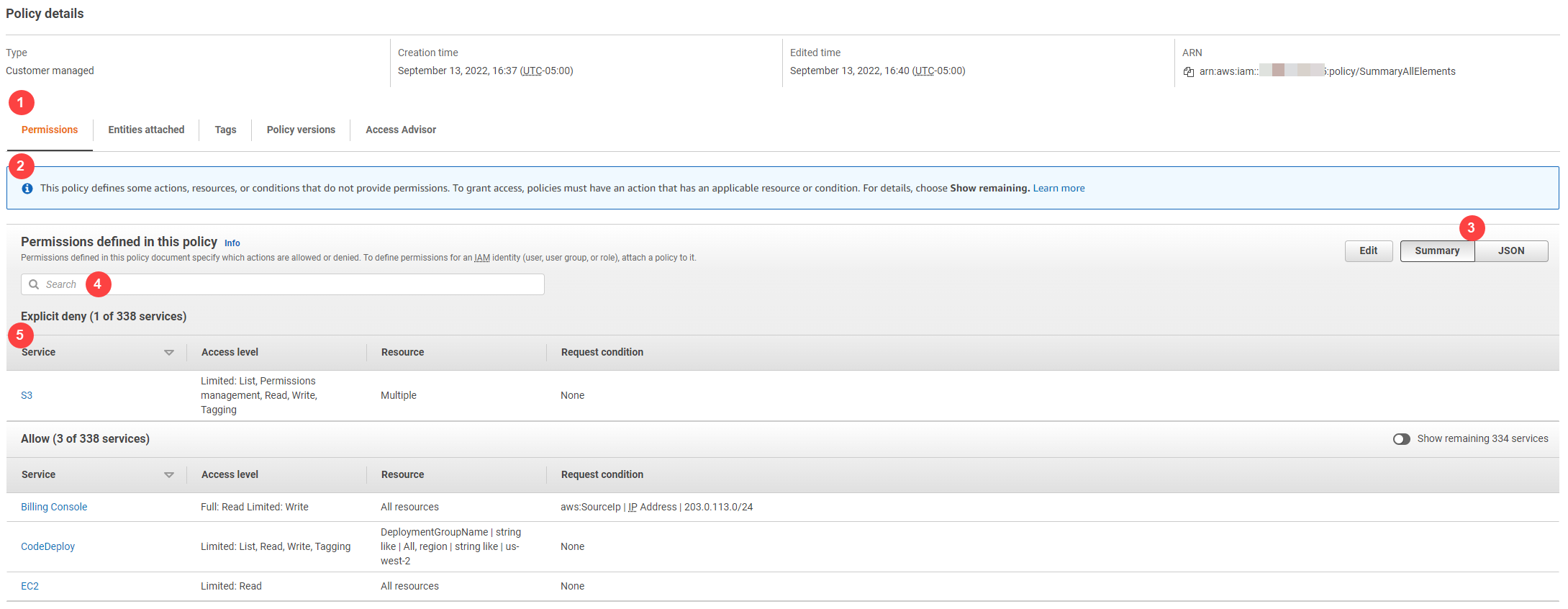 Policy summary dialog image