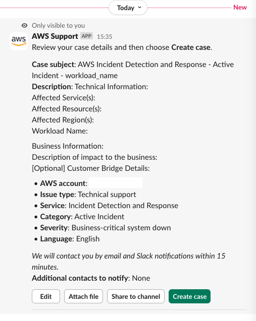 Review the private message in Slack.
