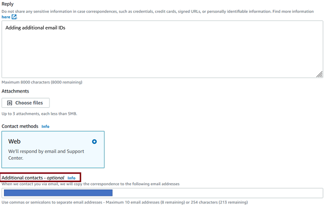 The Reply page where you can add additional emails.