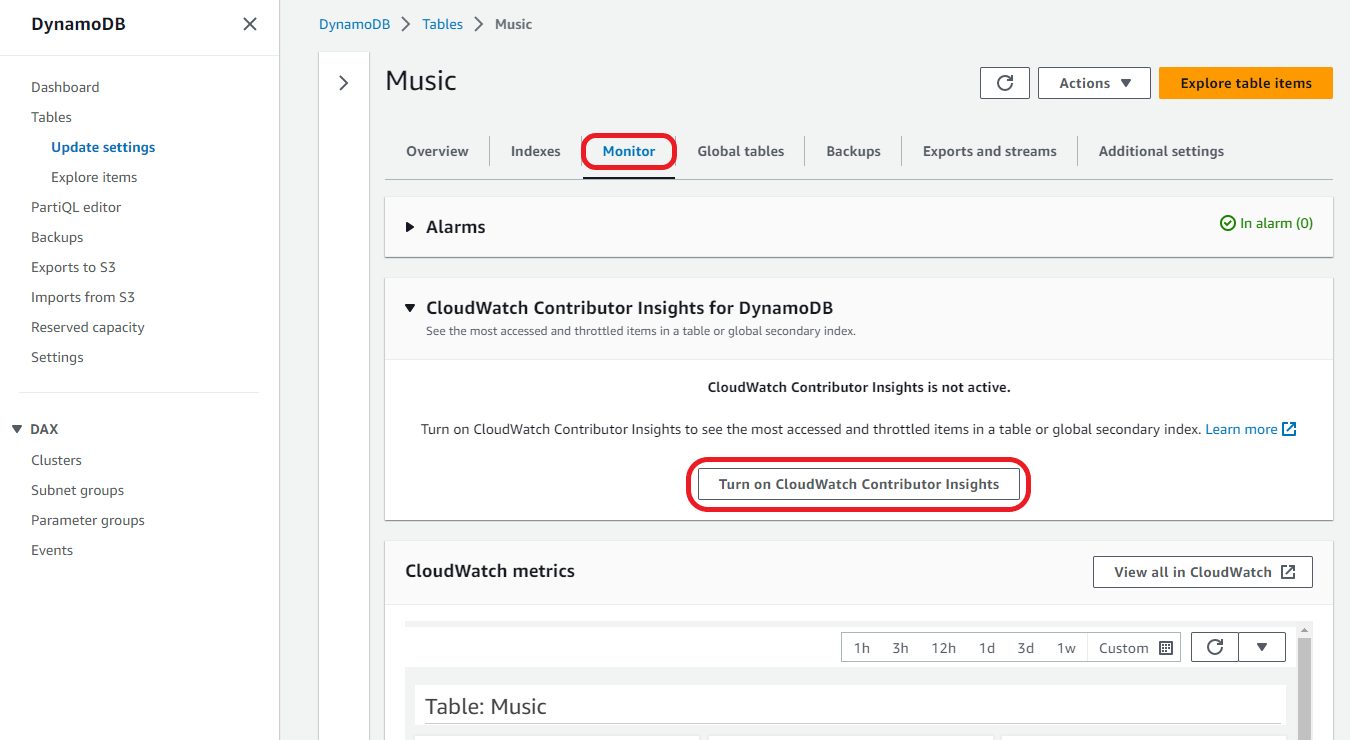Console screenshot showing monitor tab and button.