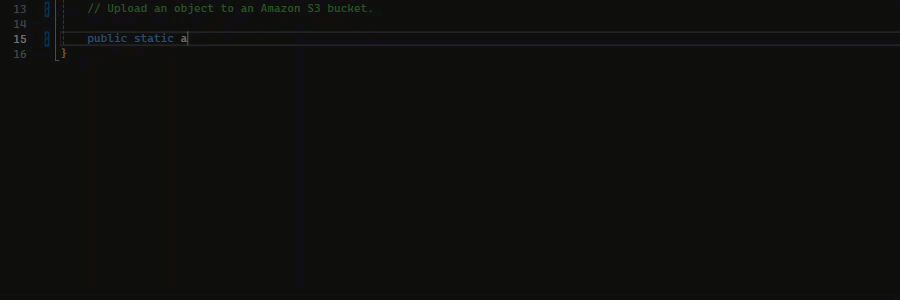 An example of the single line completion feature.
