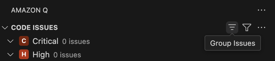 The grouping icon in the Code Issues tab in Visual Studio Code.