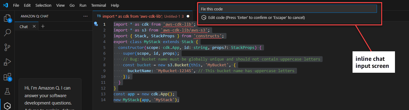 The inline chat input screen.
