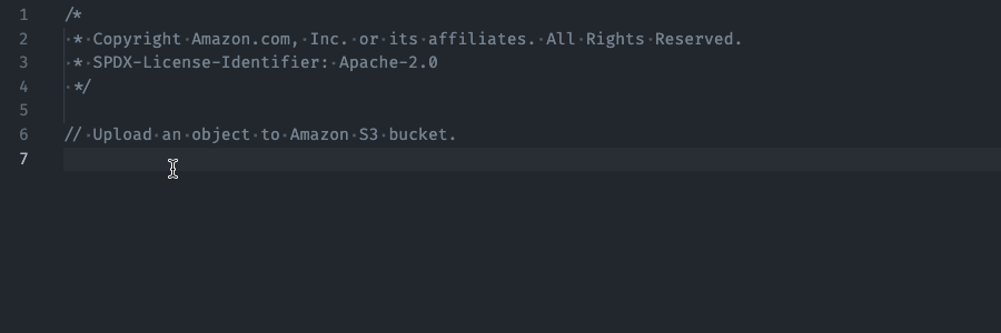 An example of the single-line completion feature.