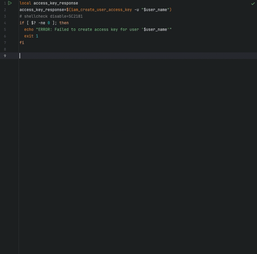 An example of the single-line completion feature.