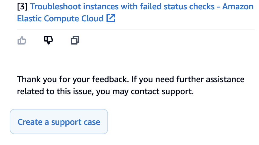 The Create a support case button in the Amazon Q chat panel.
