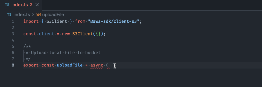 An example of the block completion feature.