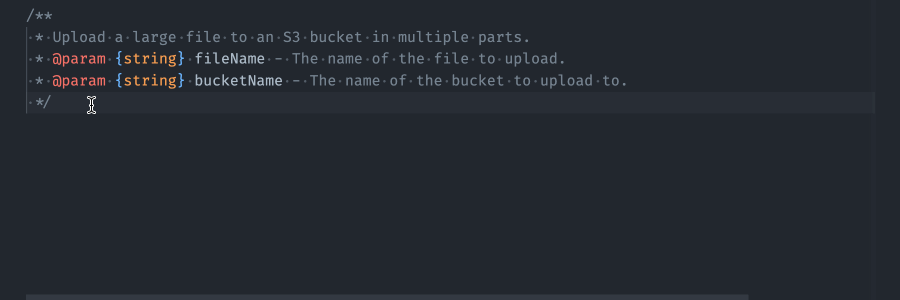An example of the full function completion feature.
