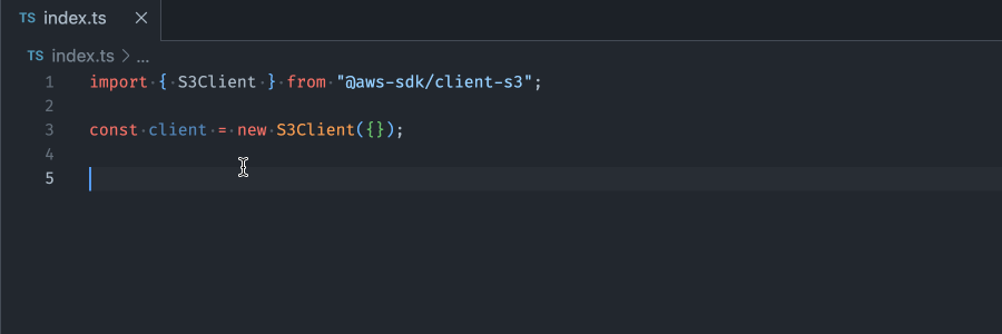 An example of the single-line completion feature.