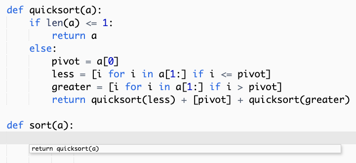 A screenshot that shows a Amazon Q recommendation for a function implementation based on context.
