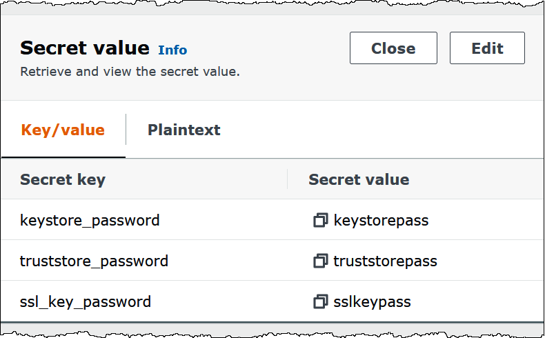 Retrieving an SSL secret in Secrets Manager