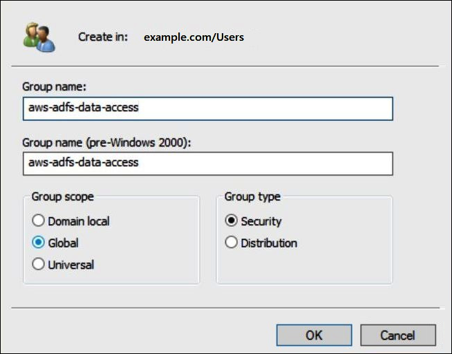 Creating a global security group in AD.