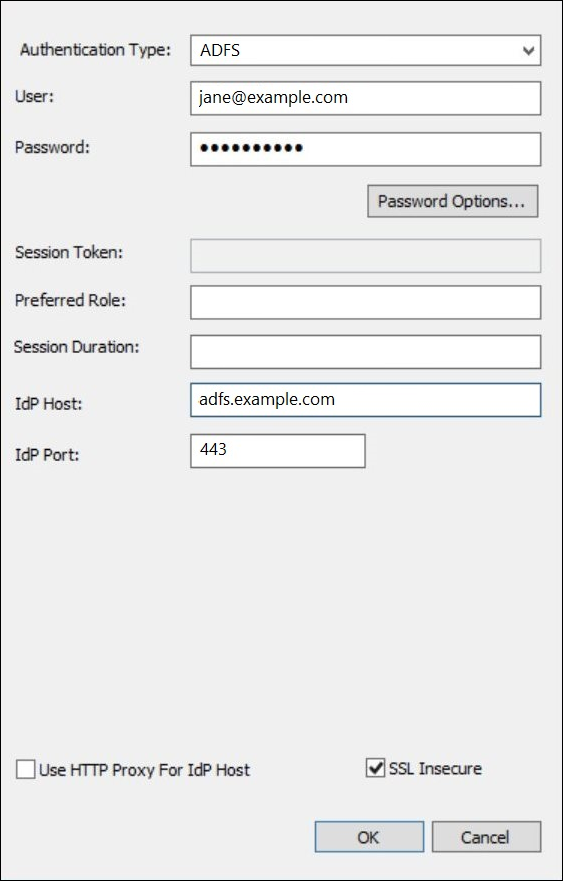 Configuring authentication options.