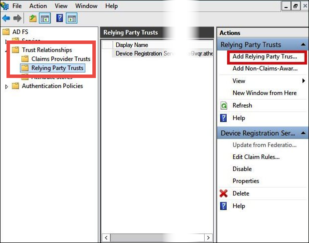 Choose Add Relying Party Trust.