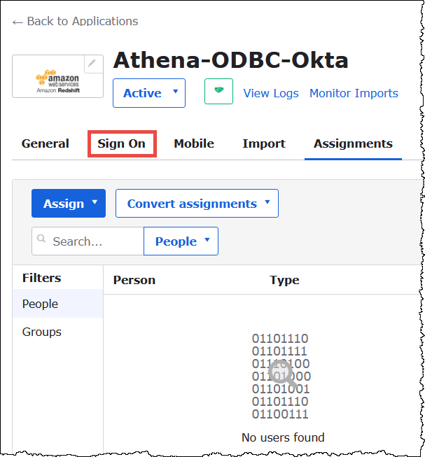 Choose the Sign On tab.