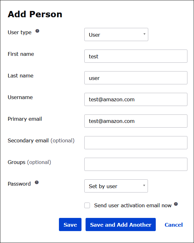 Enter user credentials.