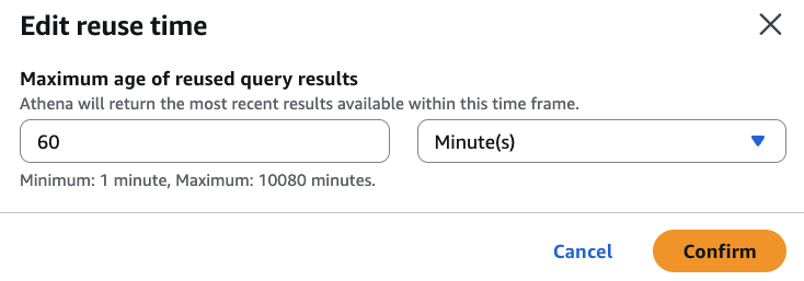 Configuring the maximum age for reusing query results.