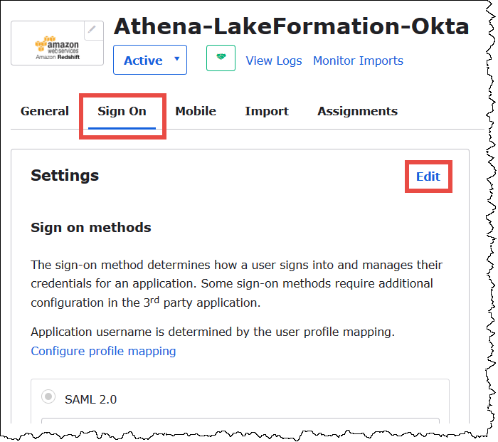 Edit the Okta application.