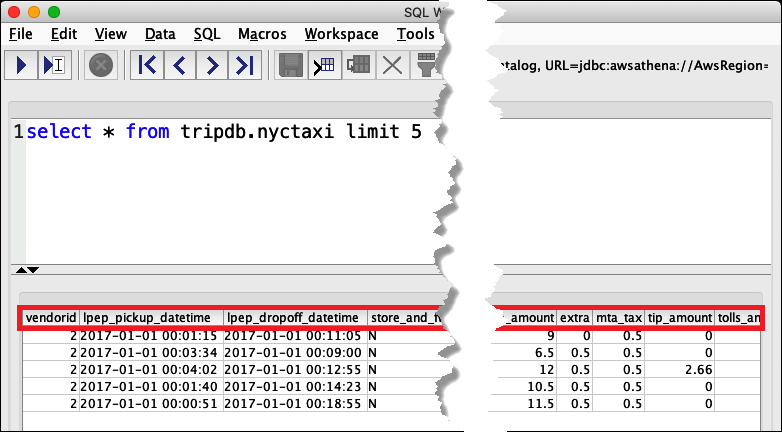 Verify that all columns are displayed.