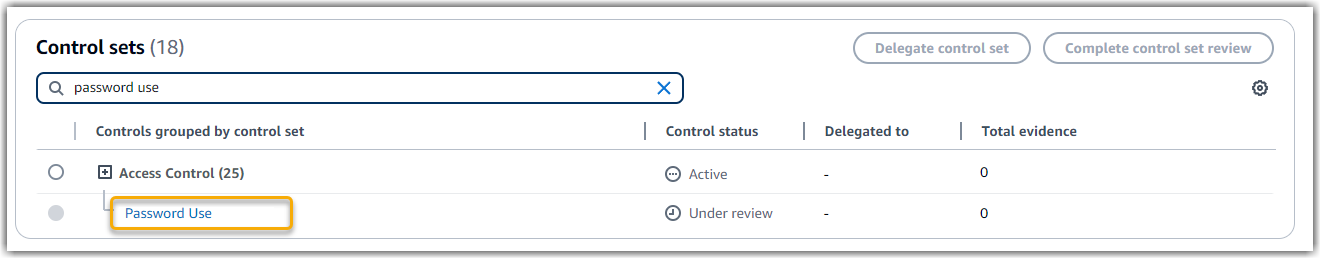 Screenshot that shows the API control in an assessment.