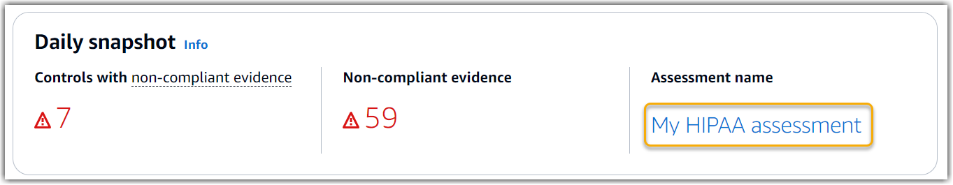 Screenshot of the daily snapshot widget when an assessment filter is applied.