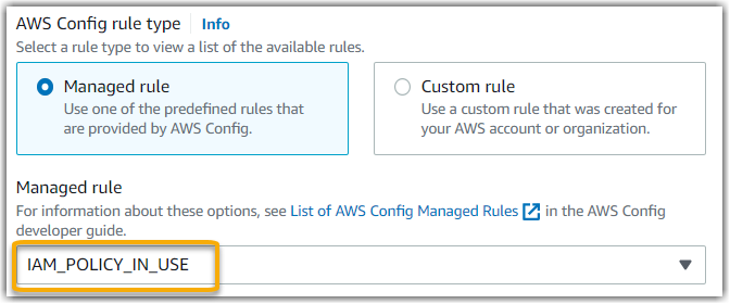A managed rule identifier as shown in the Audit Manager console.