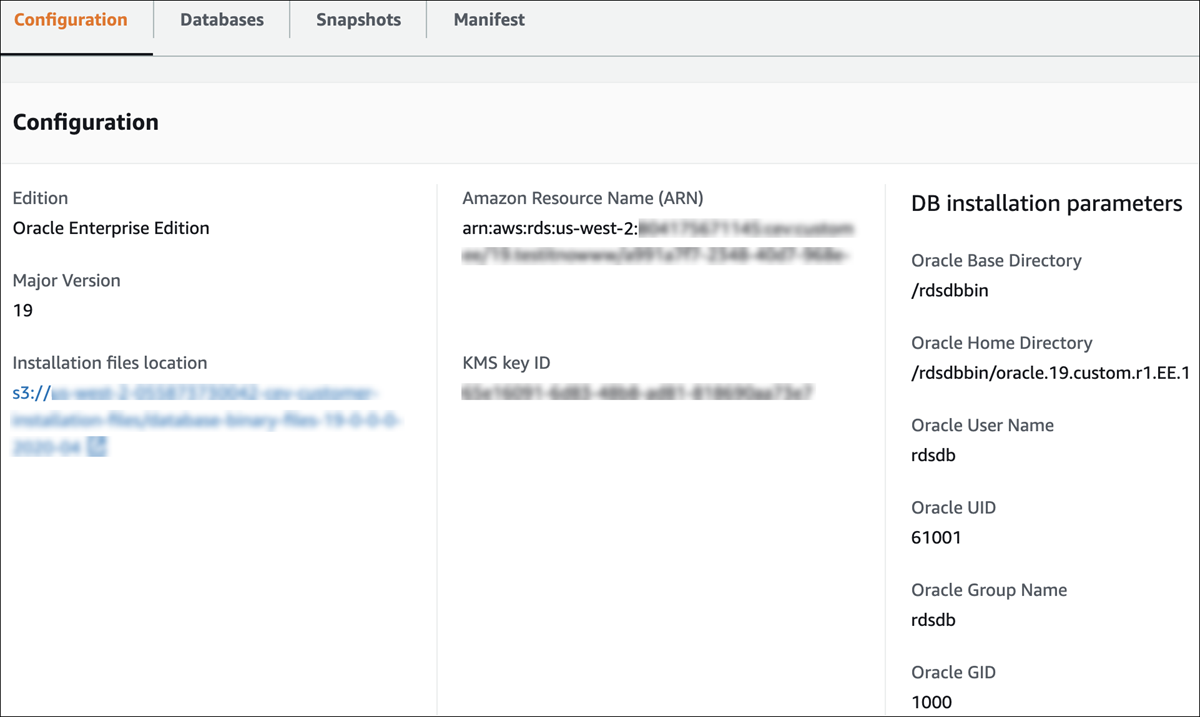 Sehen Sie sich die Installationsparameter für eine CEV an.