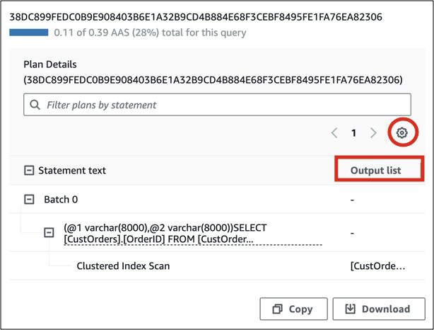 Anpassen der Sichtbarkeit und Reihenfolge der Spalten in der Tabelle Plandetails