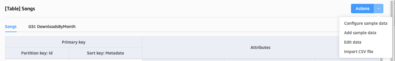Screenshot der Konsole mit der Schaltfläche „Add data (Daten hinzufügen)“.