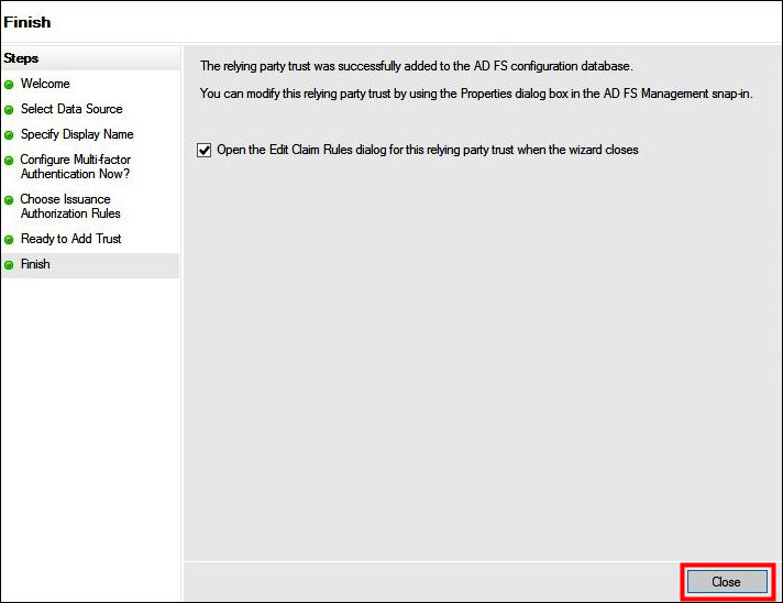 Klicken Sie auf Schließen.