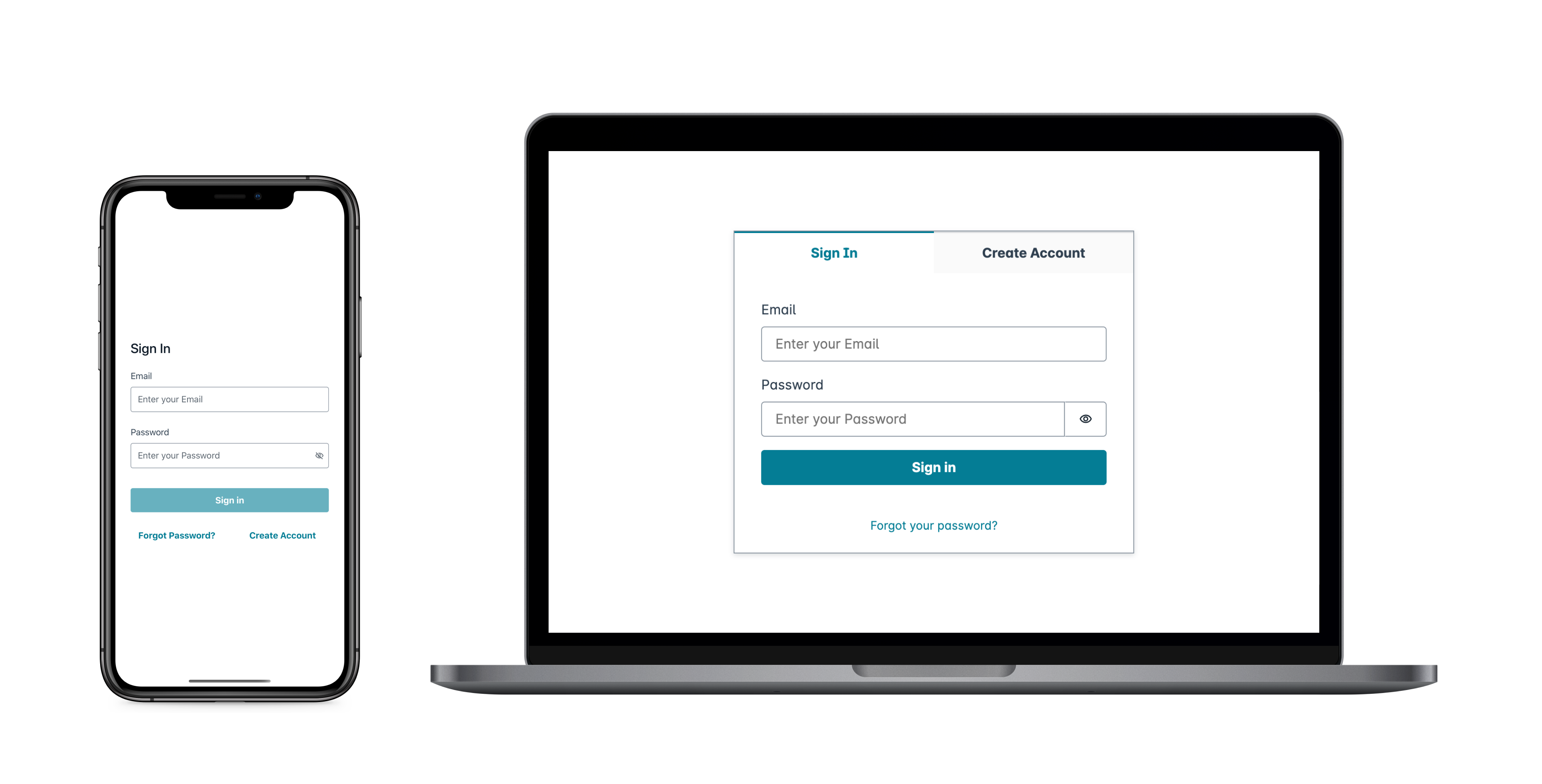 Screenshot einer Amplify-Authenticator-Beispielanwendung
