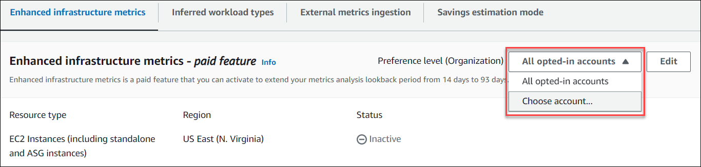 Account level preferences