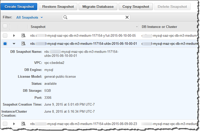 Migrate a snapshot into Amazon Aurora MySQL