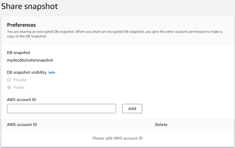 Diagram: share snapshot preferences