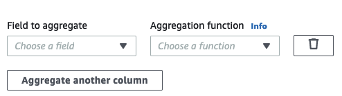 Der Screenshot zeigt die Felder, wenn Sie „Aggregate another column“ (eine andere Spalte aggregieren) wählen.