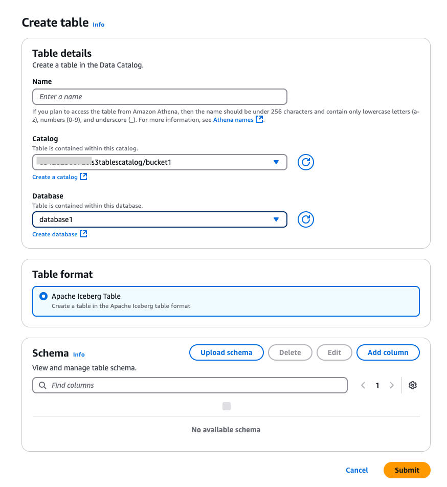 Der S3-Tabellenkatalog