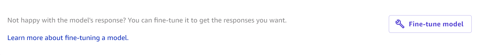Screenshot der in einem Chat angezeigten Option zur Feinabstimmung des Grundlagenmodells.