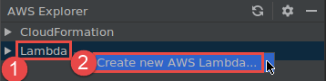 Erstellen einer AWS Lambda-Funktion durch Starten von AWS Explorer